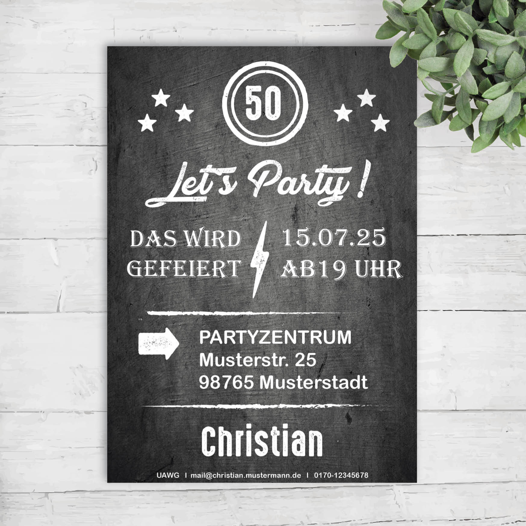 Einladung zum 50. Geburtstag: Let´s Party - Individuelle Einladung
